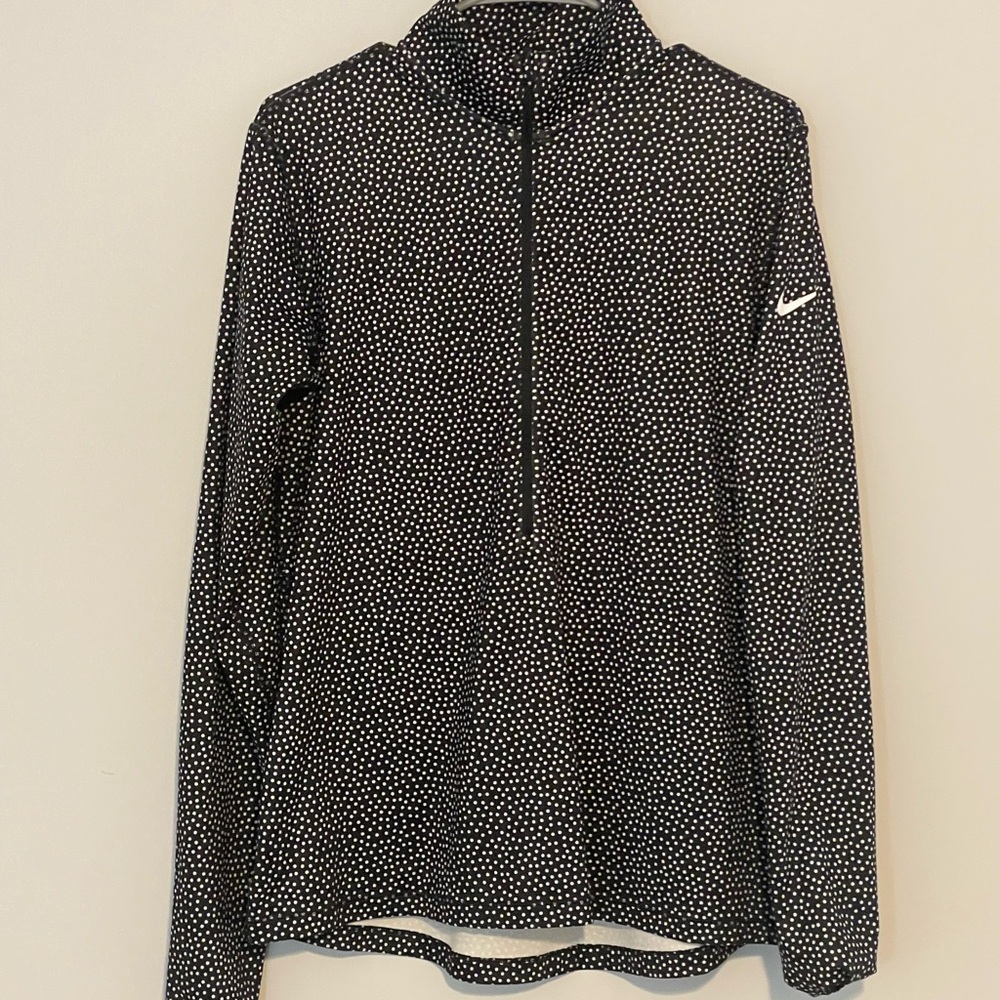 Woman’s Nike Black and White Dotted Half-Zip Top, size XL